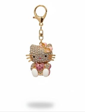Hello Kitty Gold and Pink Crystal Keychain Bag Charm